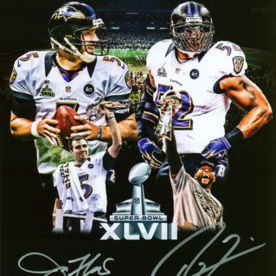 Ray Lewis & Joe Flacco 11x14 aláírt fotó (Ravens - Super Bowl LVIII)
