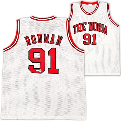 Dennis Rodman aláírt kosármez CUSTOM The Worm (Bulls - White)