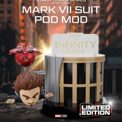 Marvel Mini Egg Attack Figura The Infinity Saga Stark Tower series Tony Stark & Mark VII suit pod mod 12 cm