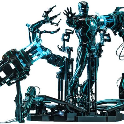 Iron Man 2 Akciófigura 1/6 Neon Tech Iron Man with Suit-Up Gantry 32 cm