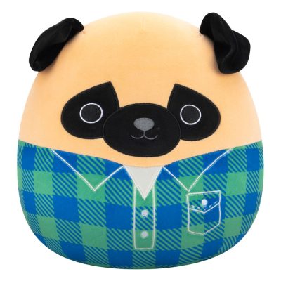 Squishmallows Plüss Figura Brown Pug in Green and Blue Flannel Shirt Prince 30 cm