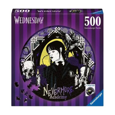Wednesday Round Jigsaw Puzzle Nevermore Academy (500 pieces)