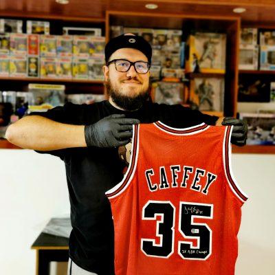 Jason Caffey aláírt kosármez CUSTOM (Chicago Bulls)