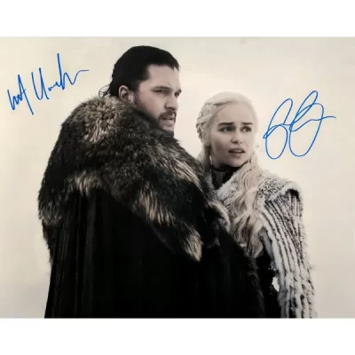 Trónok harca Emilia Clarke & Kit Harington 16X20 aláírt fotó