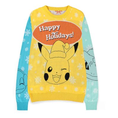 Pokémon Sweater Pikachu Bulbasaur Squirtle & Charmender (Christmas Jumper) Size L