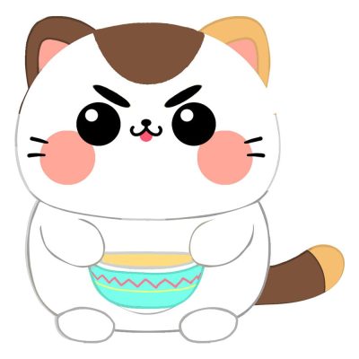 Funny Cat Plüss Figura Cat with Soup 25 cm