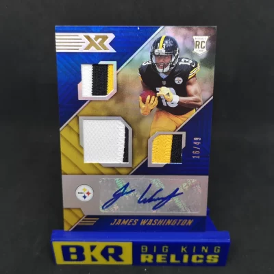 2018 Panini XR Blue #182 James Washington JSY AU /49 RC NFL kártya